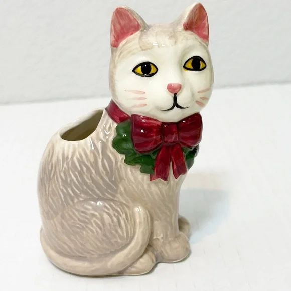 Anthropologie Vintage Inspired Cat Stoneware Vase - Picture 2 of 5